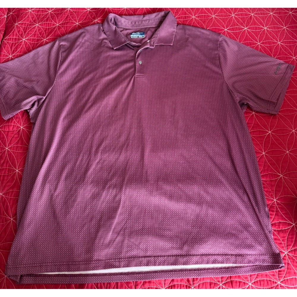 Ben Hogan Performance Mens 3XL Burgundy Geometric Print Golf Polo Shirt WT4807